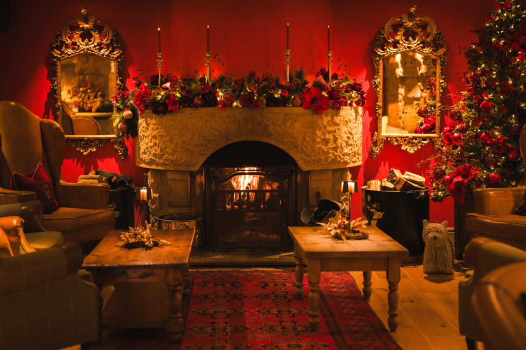 Red Lion Fireplace Roaring at Christmas